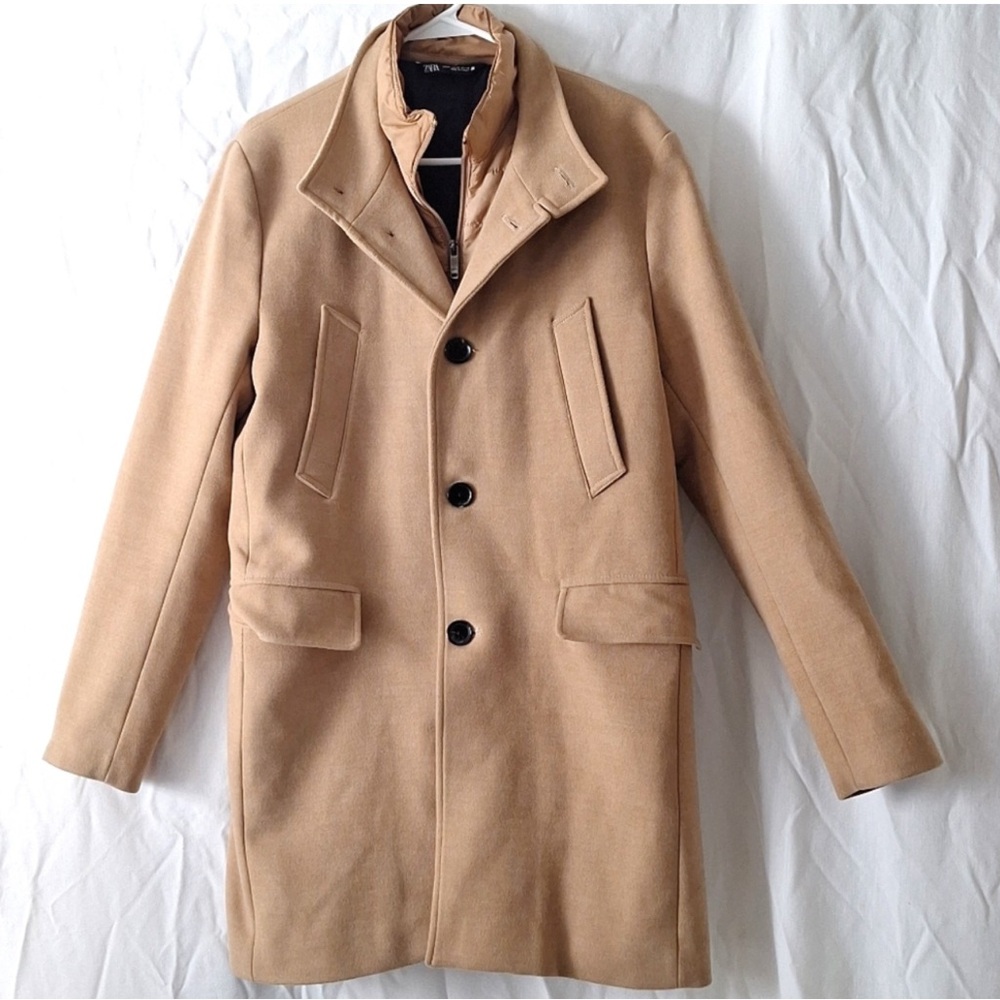 Zara Camel Pea Coat, Double Lining sz 8, NW0T